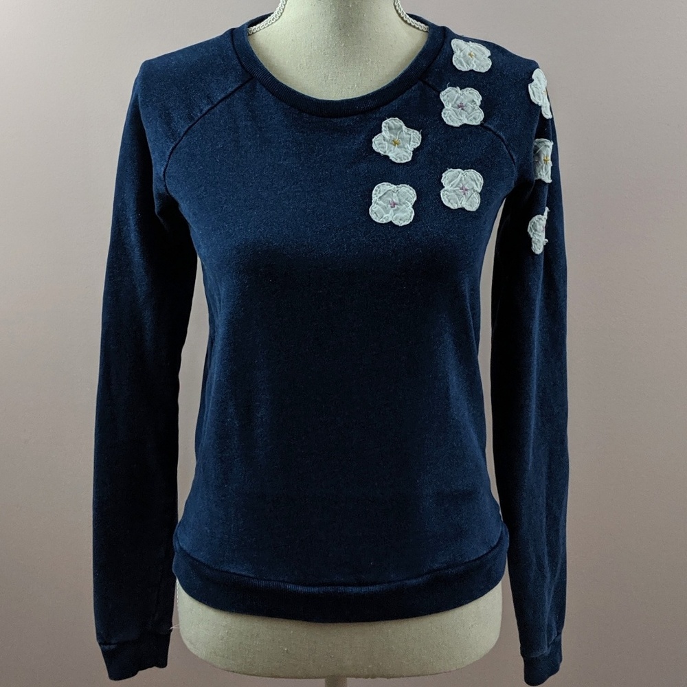 Levi's Flower Shoulder Navy Blue Pullover Sweater